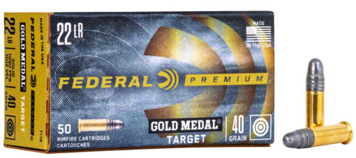 Federal 719 Premium Gold Medal 22 LR 40 gr Lead Round Nose (LRN) 50 Bx/ 100 Cs