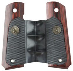 Pachmayr 00423 American Legend Grip Wraparound Black Rubber with Rosewood Trim & Finger Grooves for 1911