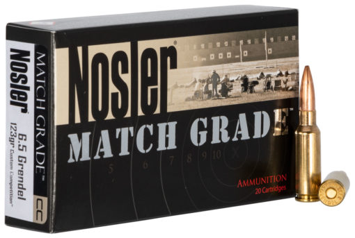 Nosler 44501 Match Grade  6.5 Grendel 123 gr Hollow Point Boat-Tail (HPBT) 20 Bx/ 10 Cs