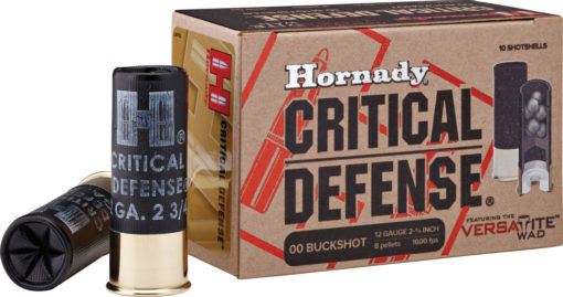 Hornady 86240 Critical Defense Buckshot 12 Gauge 2.75" 8 Pellets 00 Buck Shot 10 Bx/ 25 Cs