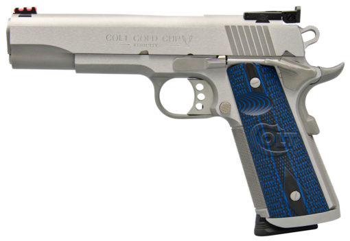 Colt Mfg O5072XE 1911 Gold Cup Trophy 9mm Luger 5" 9+1 Stainless Steel Scalloped Blue Checkered G10 Grip