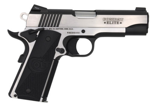 Colt Mfg O4080CE 1911 Combat Elite Commander 45 ACP 4.25" 8+1 Two-Tone Elite Two-Tone Stainless Steel Slide Half Checkered & Scalloped Black G10 Grip Night Sight