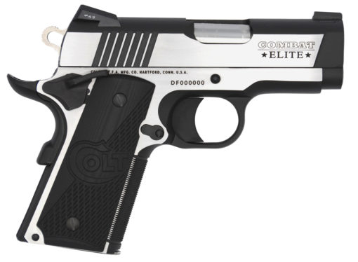 Colt Mfg O7080CE 1911 Combat Elite Defender 45 ACP 3" 7+1 Two-Tone Elite Two-Tone Stainless Steel Slide Half Checkered & Scalloped Black G10 Grip Night Sights