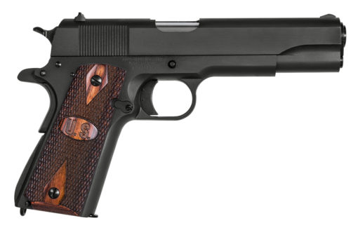 Auto-Ordnance 1911BKOWMA 1911-A1 GI Spec *MA Compliant 45 ACP 5" 7+1 Matte Black Carbon Steel Frame & Slide Checkered Wood with Integrated US Logo Grip