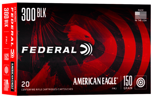 Federal AE300BLK1 American Eagle  300 Blackout 150 gr Full Metal Jacket Boat-Tail (FMJBT) 20 Bx/ 25 Cs