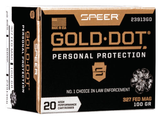 Speer Ammo 23913GD Gold Dot Personal Protection 327 Federal Mag 100 gr Hollow Point (HP) 20 Bx/ 10 Cs