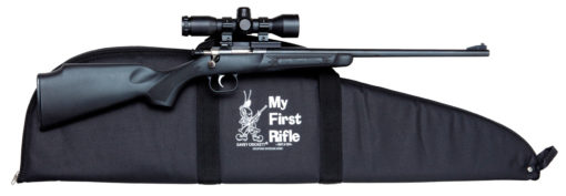 Crickett KSA2240BSC Crickett Package 22 LR 1rd 16.13" Blued Black Synthetic Stock Right Hand (Youth) W/Scope and Case