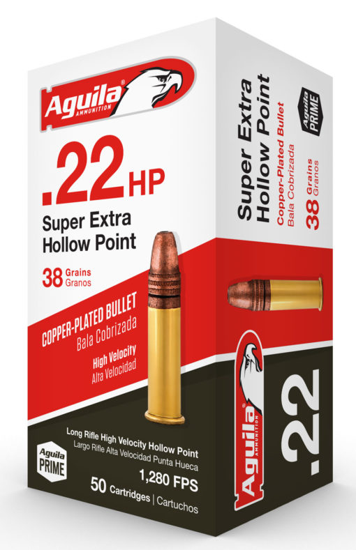 Aguila 1B220335 Super Extra High Velocity 22 LR 38 gr Copper Plated Hollow Point (CPHP) 50 Bx/ 40 Cs