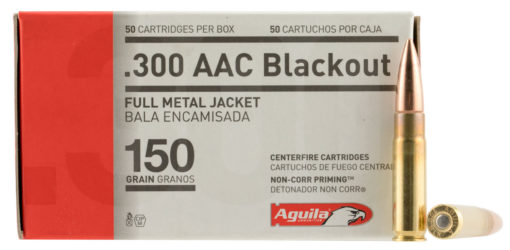 Aguila 1E300110 Rifle  300 Blackout 150 gr Full Metal Jacket Boat-Tail (FMJBT) 50 Bx/ 20 Cs