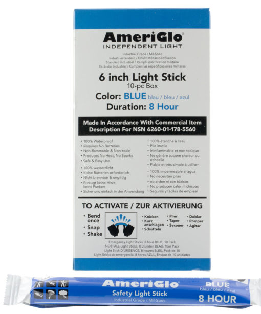 AmeriGlo 608HB10B 6" 8 Hour Blue Waterproof Light Stick/10 Pack