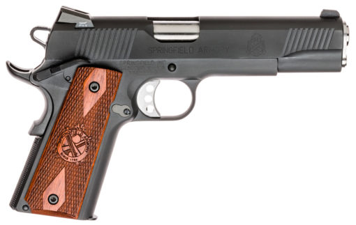 Springfield Armory PX9109L 1911 Loaded 45 ACP 5" 7+1 Black Parkerized Frame Black Parkerized Carbon Steel with Front & Rear Serrations Slide Crossed Cannon Cocobolo Grip