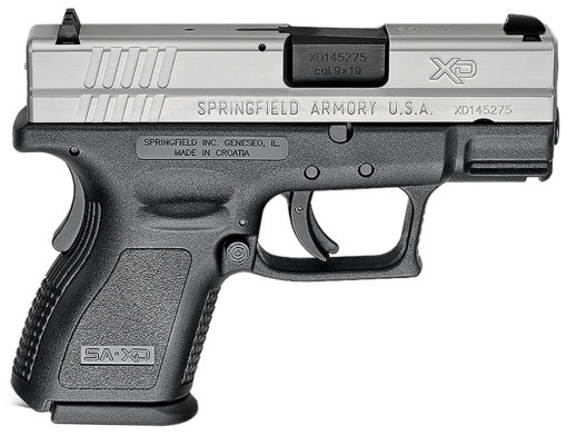 Springfield Armory XD9821 XD Sub-Compact *CA Compliant 9mm Luger 3" 10+1 Railed Black Frame Stainless Steel Slide Black Polymer Grip