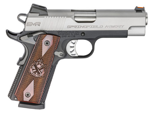 Springfield Armory PI9209L 1911 EMP Lightweight Compact 9mm Luger 3" 9+1 Black Hardcoat Anodized Aluminum Frame Stainless Steel Slide Crossed Cannon Cocobolo Grip