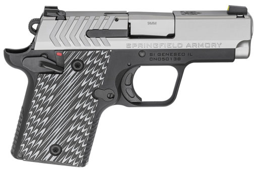 Springfield Armory PG9119S 911  9mm Luger 3" 6+1 7+1 Black Hardcoat Anodized Aluminum Frame Brushed Stainless Steel Slide Gray G10 Grip with AmierGlo Pro-Glo Tritium Front & Rear Night Sights