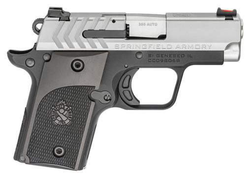 Springfield Armory PG9108S 911 Alpha 380 ACP 2.70" 6+1 Black Hardcoat Anodized Aluminum Frame Brushed Stainless Steel Slide Crossed Cannon Black Polymer Grip