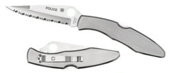 Spyderco C07P Police  4.13" Folding Spear Point Plain VG-10 Stainless Steel Blade/ Stainless Handle