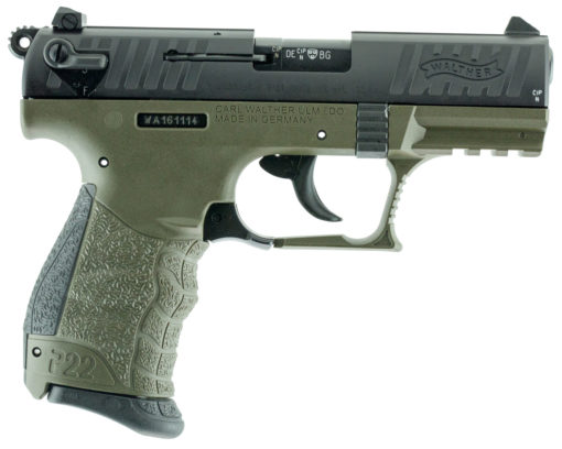 Walther Arms 5120338 P22 Military *CA Compliant 22 LR 3.42" 10+1 OD Green Black Tenifer Slide OD Green Polymer Grip
