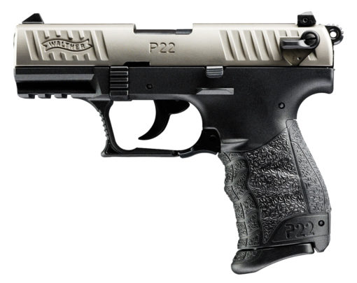 Walther Arms 5120525 P22 QD 22 Long Rifle (LR) Single/Double 3.42" 10+1 Black Interchangeable Backstrap Grip Nickel Slide