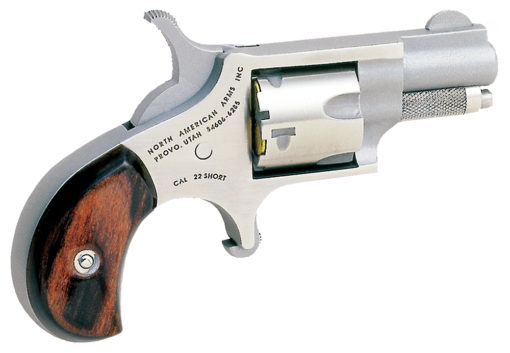 North American Arms 22S Mini-Revolver  22 Short 5rd 1.13" Overall Stainless Steel with Rosewood Birdshead Grip