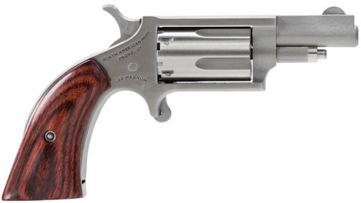 North American Arms 22MGBG Mini-Revolver  22 Mag 5rd 1.63" Overall Stainless Steel with Wood Boot Grip