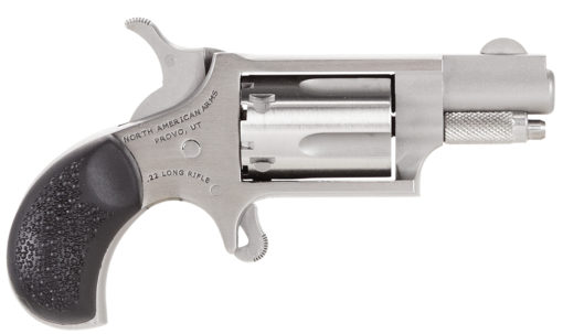 North American Arms 22LRGRCHS Mini-Revolver Carry Combo 22 LR 5rd 1.13" Overall Stainless Steel with Black Rubber Grip Includes Holster