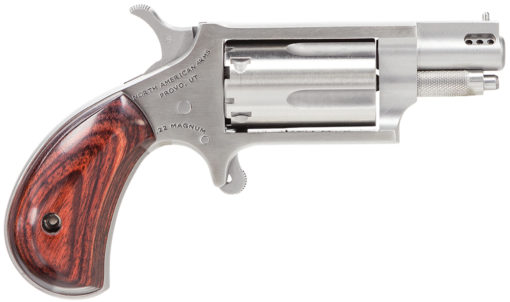 North American Arms NAA22MSP Mini-Revolver  22 Mag 5rd 1.13" Ported Stainless Steel Barrel Stainless Steel Cylinder & Barrel with Rosewood Birdshead Grip