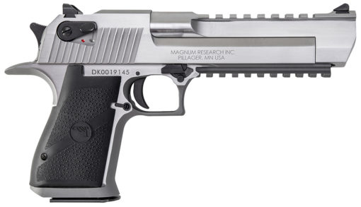 Magnum Research DE50SR Desert Eagle Mark XIX 50 AE 6" 7+1 Overall Stainless Steel Black Rubber Grip