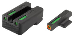 TruGlo TG-13KM1PC TFX Pro  Square Tritium/Fiber Optic Green with Orange Outline Front/U-Notch Green Rear Nitride Fortress Frame for Kimber 1911