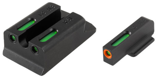 TruGlo TG-13RS1PC TFX Pro  Square Tritium/Fiber Optic Green with Orange Outline Front/U-Notch Green Rear Nitride Fortress Frame for Ruger SR 9mm