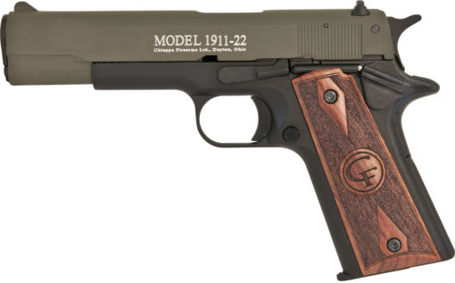 Chiappa Firearms 401121 1911-22  22 LR 5" 10+1 OD Green OD Green Steel Slide Black Hogue Rubber Grip
