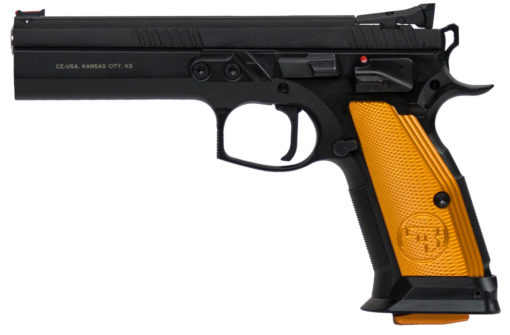 CZ-USA 91261 CZ 75 Tactical Sport 9mm Luger 5.40" 20+1 Black Black Steel Slide Orange Aluminum Grip