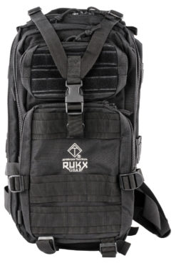 Rukx Gear ATICT1DB Tactical 1 Day Water Resistant Black 600D Polyester with Molle Webbing