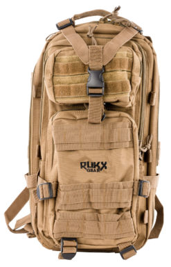 Rukx Gear ATICT1DT Tactical 1 Day Water Resistant Tan 600D Polyester with Molle Webbing