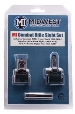 Midwest Industries MICRSSET Combat Rifle Sight Set Flip Up Front & Rear Black for AR-15