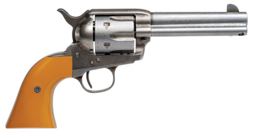Cimarron RS410 Rooster Shooter Hollywood Series 45 Colt (LC) 6rd 4.75" Overall Original Finish Steel with Orange Finger Grooved Grip