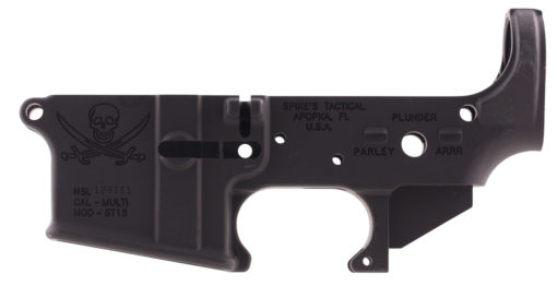Spikes STLS016 Calico Jack Stripped Lower Receiver Multi-Caliber 7075-T6 Aluminum Black Anodized for AR-15