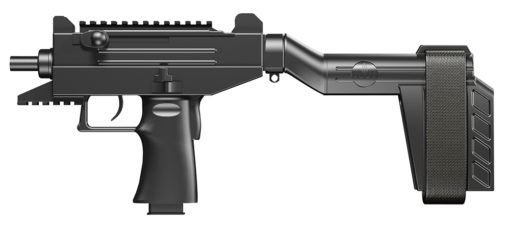 IWI US UPP9SB Uzi Pro SB  9mm Luger 4.50" 25+1 Black Hard Coat Anodized Black Polymer Grip Side Folding Pistol Brace