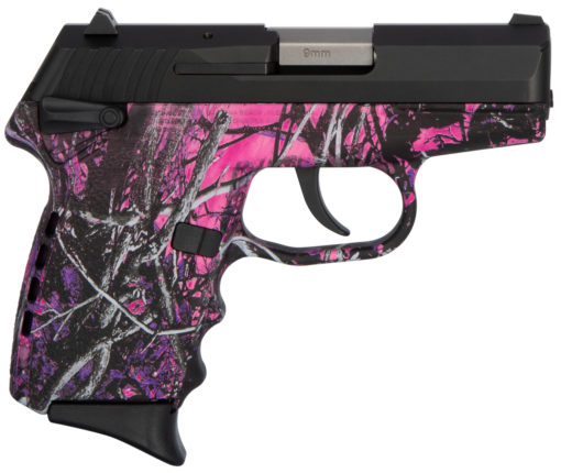 SCCY Industries CPX1CBMG CPX-1 Carbon 9mm Luger 3.10" 10+1 Black Stainless Steel Slide Muddy Girl Polymer Grip