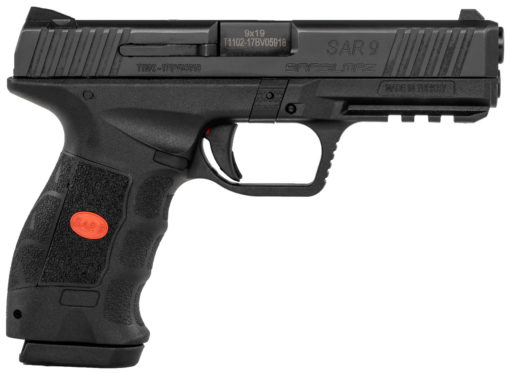 Sar USA SAR9BL SAR9  9mm Luger 4.40" 17+1 (2) Black Black Steel Slide Black Interchangeable Backstrap Grip Ambidextrous Frame Safety