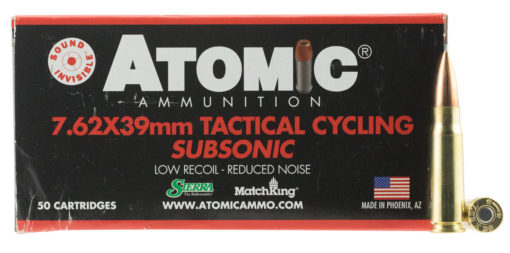 Atomic 00474 Rifle Subsonic 7.62x39mm 220 gr Hollow Point Boat-Tail (HPBT) 50 Bx/ 10 Cs