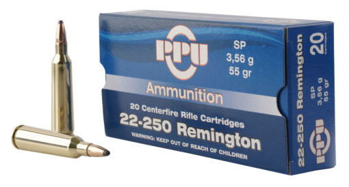 PPU PP22250 Standard Rifle 22-250 Remington 55 GR Soft Point (SP) 20 Bx/ 10 Cs