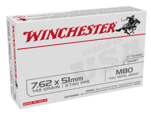 Winchester Ammo WM80W USA  7.62x51mm NATO 149 gr Full Metal Jacket (FMJ) 20 Bx/ 10 Cs