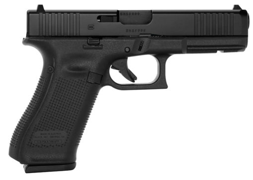 Glock  G17 Gen5 MOS 9mm Luger 4.49" 17+1 Black Black nDLC Steel with Front Serrations & MOS Cuts Black Rough Texture Interchangeable Backstraps Grip Fixed Sights