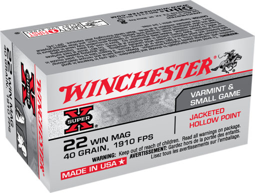 Winchester Ammo X22MH Super-X  22 Mag 40 gr Jacketed Hollow Point (JHP) 50 Bx/40 Cs