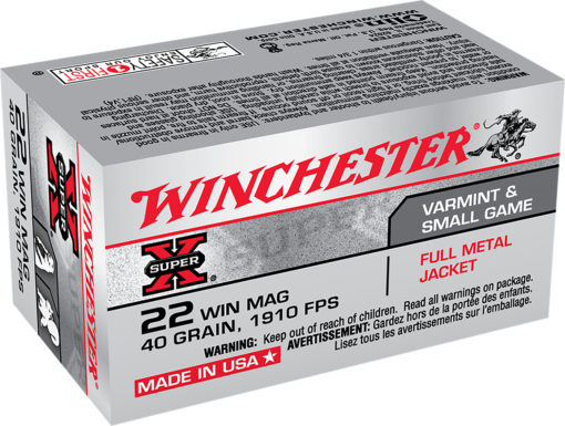 Winchester Ammo X22M Super-X  22 Mag 40 gr Full Metal Jacket (FMJ) 50 Bx/40 Cs