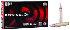 Federal AE308D American Eagle  308 Win 150 gr Full Metal Jacket Boat Tail (FMJBT) 500 round case