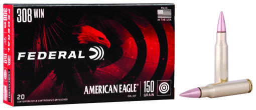 Federal AE308D American Eagle  308 Win 150 gr Full Metal Jacket Boat Tail (FMJBT) 500 round case