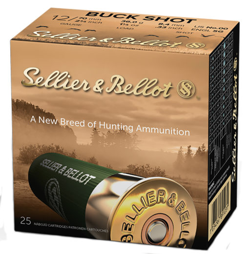 Sellier & Bellot SB12BSG Shotgun 12 Gauge 2.75" 9 Pellets 00 Buck Shot 25 Bx/ 10 Cs