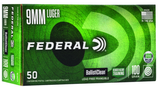 Federal BC9NT3 BallistiClean Lead-Free 9mm Luger 100 gr Lead Free Frangible 50 Bx/ 20 Cs