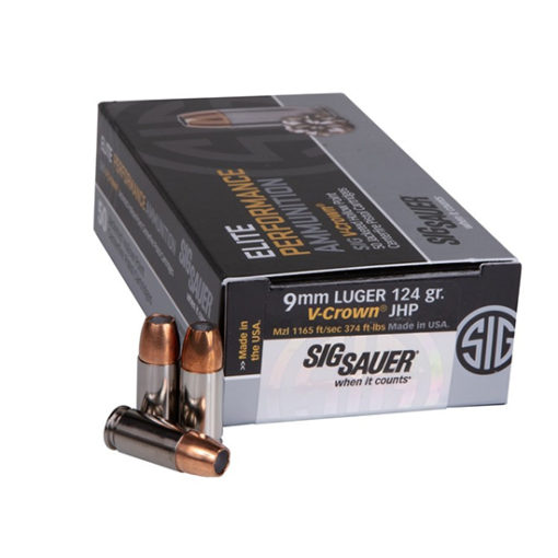 Sig Sauer E9MMA250 Elite V-Crown  9mm Luger 124 gr Jacketed Hollow Point (JHP) 50 Bx/ 10 Cs